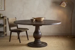 Laya Carved Wood Dining Table - Chocolate Brown