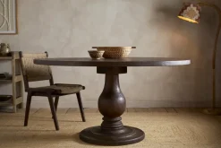 Laya Carved Wood Dining Table - Chocolate Brown