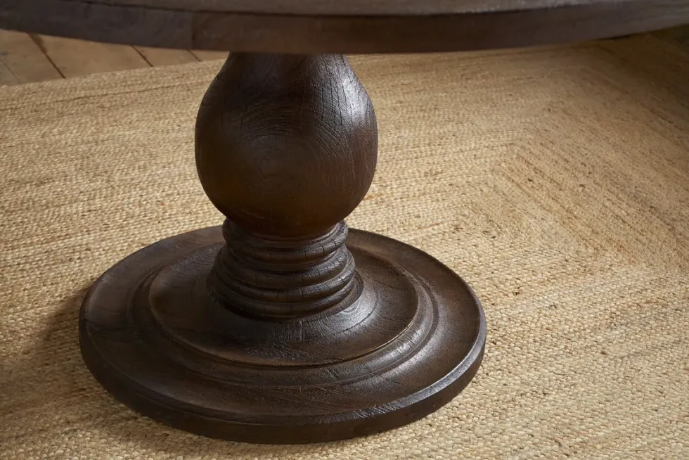 Laya Carved Wood Dining Table - Chocolate Brown