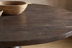 Laya Carved Wood Dining Table - Chocolate Brown