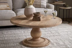 Laya Round Carved Coffee Table - Natural