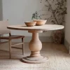 Laya Round Carved Mango Wood Table - Small