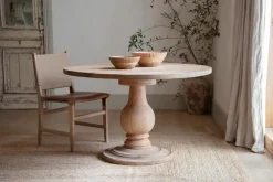 Laya Round Carved Mango Wood Table - Small