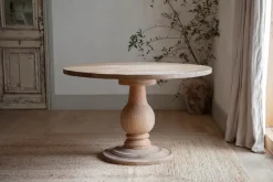 Laya Round Carved Mango Wood Table - Small