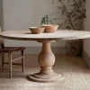 Laya Round Carved Mango Wood Table - Large
