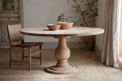 Laya Round Carved Mango Wood Table - Large