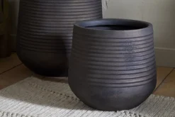 Lmaga Metal Grooved Planter - Aged Black