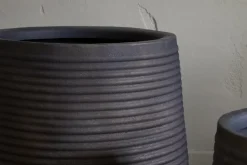 Lmaga Metal Grooved Planter - Aged Black