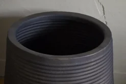 Lmaga Metal Grooved Planter - Aged Black
