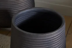 Lmaga Metal Grooved Planter - Aged Black