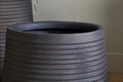 Lmaga Metal Grooved Planter - Aged Black