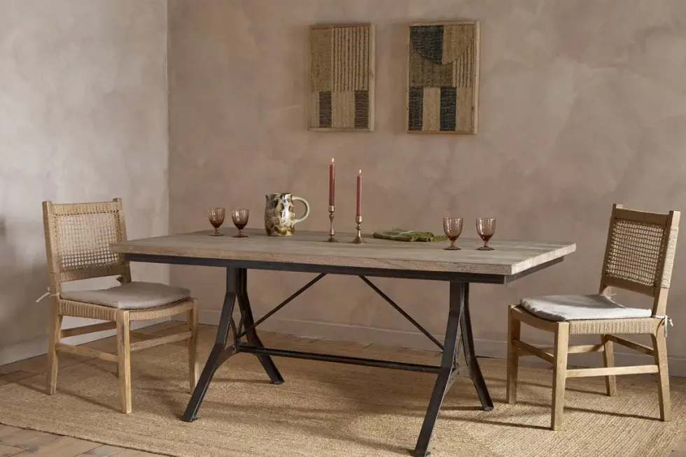 Lopa Iron & Reclaimed Wood Dining Table - Natural