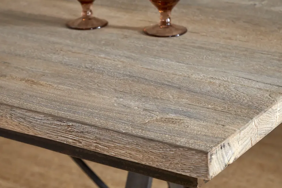 Lopa Iron & Reclaimed Wood Dining Table - Natural