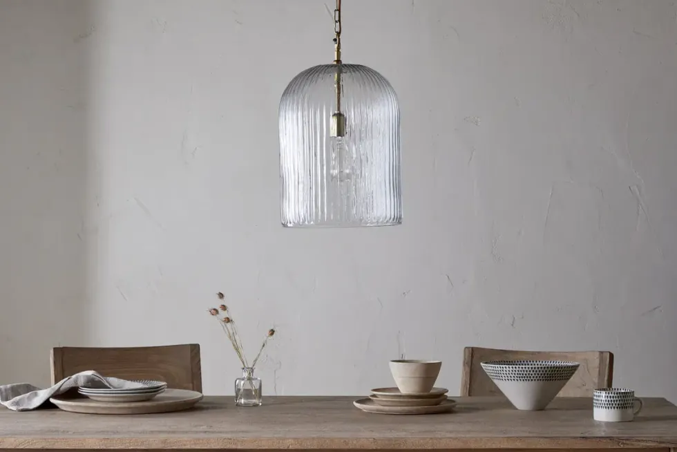 Lumina Fluted Recycled Glass Pendant - Clear