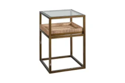 Luzon Iron & Mango Wood Display Side Table - Brass