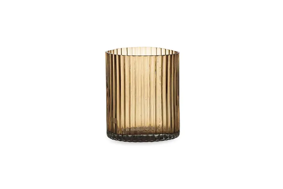 Malana Recycled Glass Candle Holder - Smoke Brown