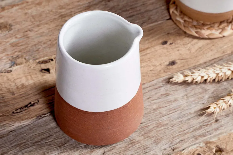 Mali Slanting Jug - White & Terracotta