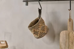 Mannu Cotton & Hemp Wall Hung Basket - Natural & Black