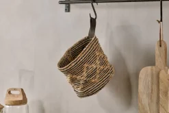 Mannu Cotton & Hemp Wall Hung Basket - Natural & Black