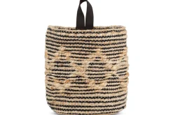 Mannu Cotton & Hemp Wall Hung Basket - Natural & Black