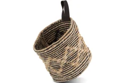 Mannu Cotton & Hemp Wall Hung Basket - Natural & Black