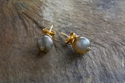 Marai Labradorite Stud Earrings - Labradorite & Gold