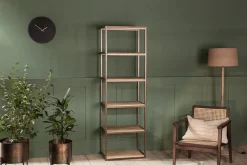 Marjori Mango Wood And Iron Standing Shelves - Narrow
