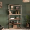Marjori Mango Wood And Iron Standing Shelves - Wide