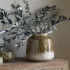 Melina Reactive Glaze Vase - Olive & Natural