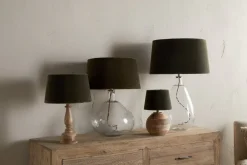 Mendai Velvet & Linen Lampshade - Moss Green
