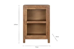Mendani Mango Wood & Fluted Glass Glass Low Cabinet - Walnut Stain