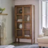 Mendani Mango Wood & Fluted Glass Cabinet - Walnut Stain