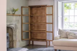 Mendani Mango Wood & Fluted Glass Cabinet - Walnut Stain