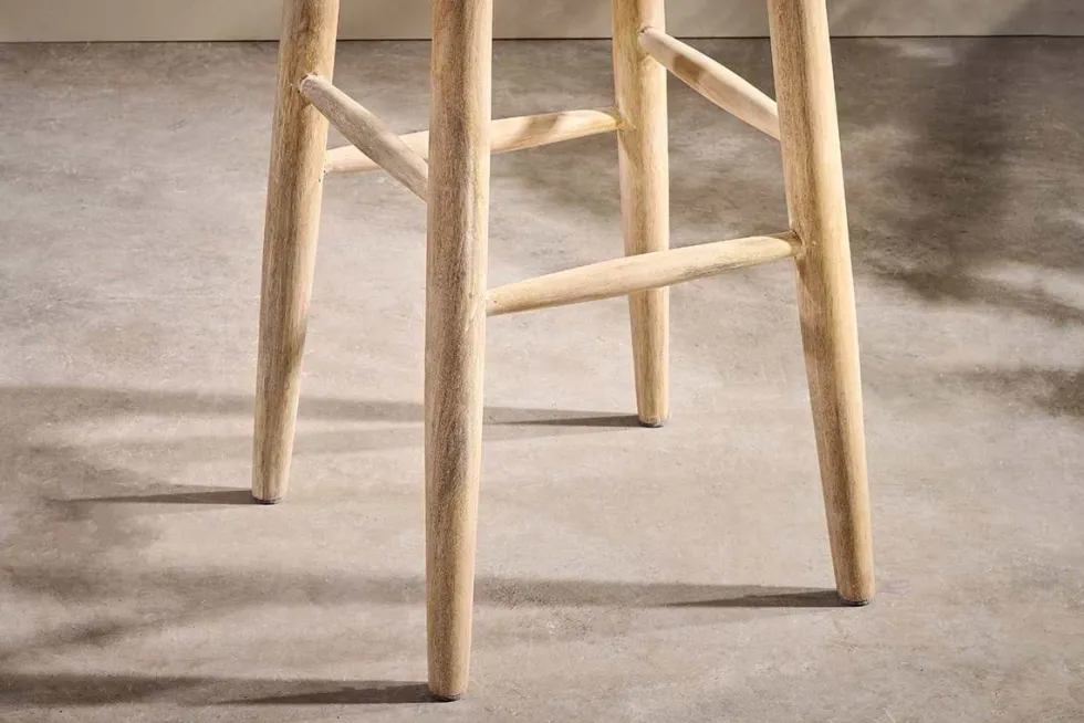 Mengwi Mango Wood Round Bar Stool - Natural