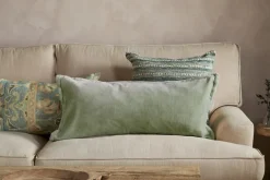 Menmai Statement Velvet Lumbar Cushion Cover - Moss Green
