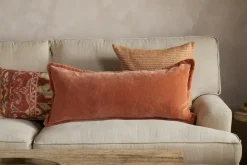 Menmai Statement Velvet Lumbar Cushion Cover - Cinnamon