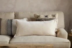 Menmai Statement Velvet Lumbar Cushion Cover - Cream