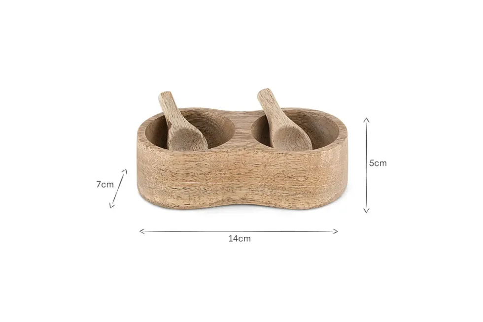 Milaku Mango Wood Salt & Pepper Server - Natural