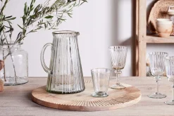Minati Ribbed Glass Jug - Clear