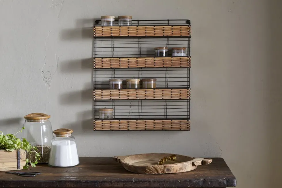 Montali Iron & Rattan Spice Rack - Natural