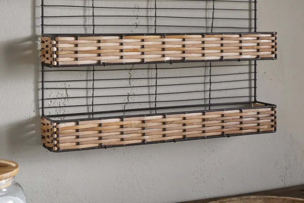 Montali Iron & Rattan Spice Rack - Natural