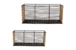 Montali Iron & Rattan Storage Baskets - Natural - (Set of 2)