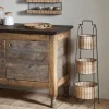 Montali Iron & Rattan Three-Tiered Storage Stand - Natural