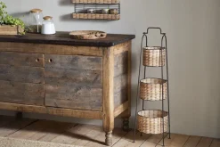Montali Iron & Rattan Three-Tiered Storage Stand - Natural