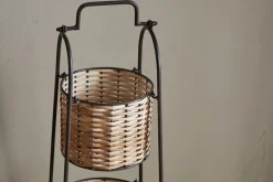 Montali Iron & Rattan Three-Tiered Storage Stand - Natural