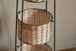 Montali Iron & Rattan Three-Tiered Storage Stand - Natural