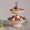 Montali Rattan 2 Tier Fruit Stand - Black & Natural