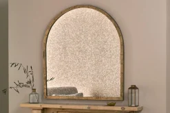 Murwara Antique Glass Arched Mirror - Antique Brass