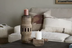 Mvua Reclaimed Wood Pillar Candle Holder - Natural