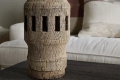 Mvua Reclaimed Wood Pillar Candle Holder - Natural